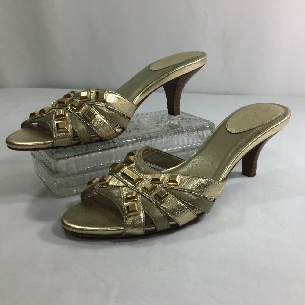 Cole Haan Strappy Gold Studded Heel Sandals